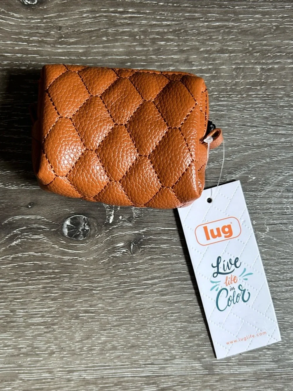 NWT Lug Choo Choo Mini Brown Pill Box Coin‎ Purse Mini Organizer